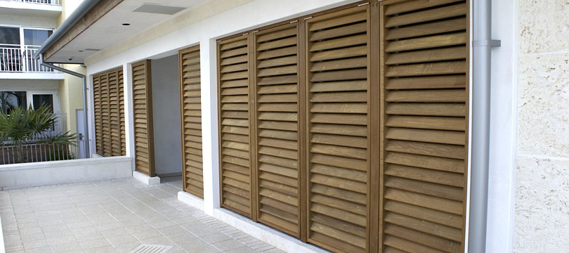 Exterior Wood bahama shutters