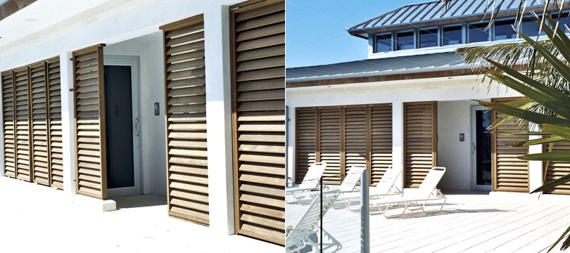 Exterior Wood bahama shutters