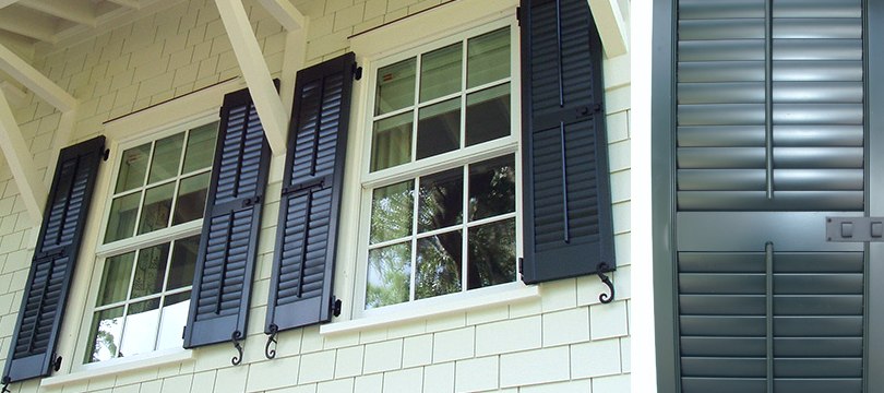  Exterior synthetic bahama and colonial shutters