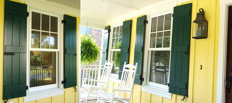  Exterior synthetic bahama and colonial shutters