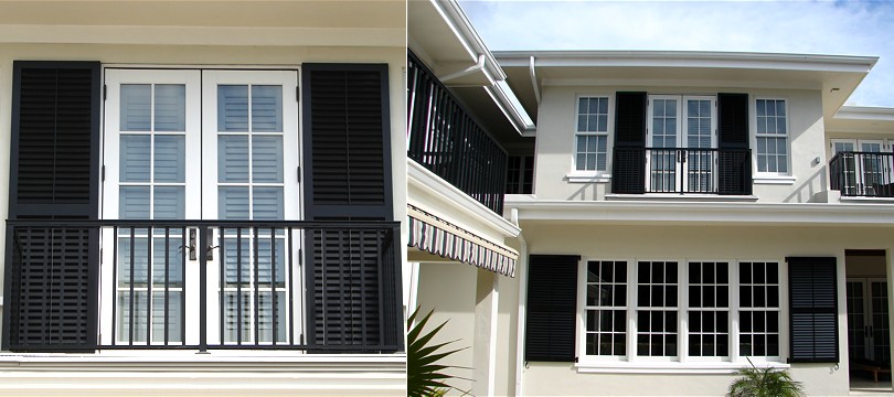 Exterior wood true louver colonial shutters