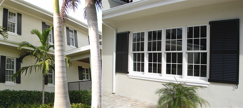 Exterior wood true louver colonial shutters