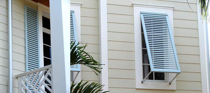 Exterior aluminium bahama and colonial shutters