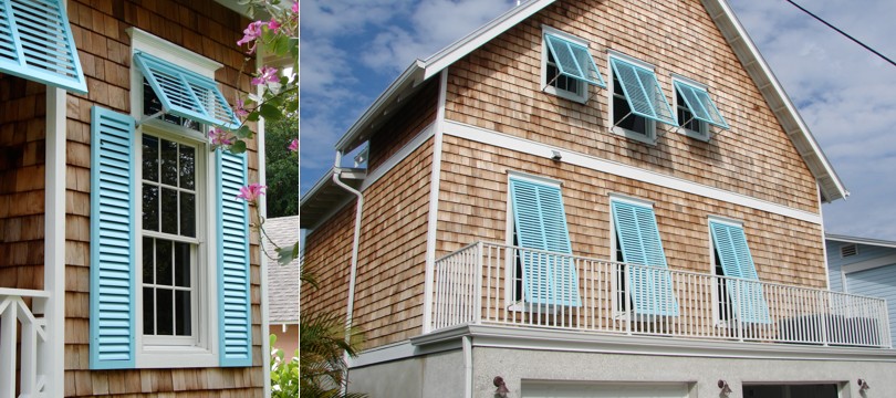 Exterior aluminium bahama and colonial shutters